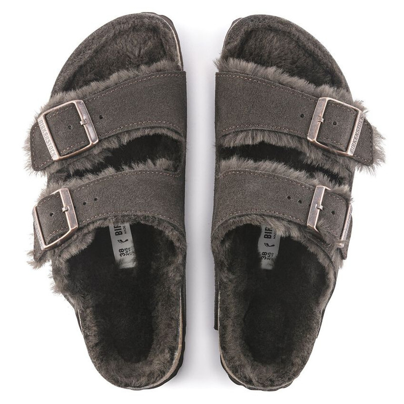 Birkenstock Arizona Shearling Suede Leather Narrow Fit Sandals 'Mocha' 1020528 3