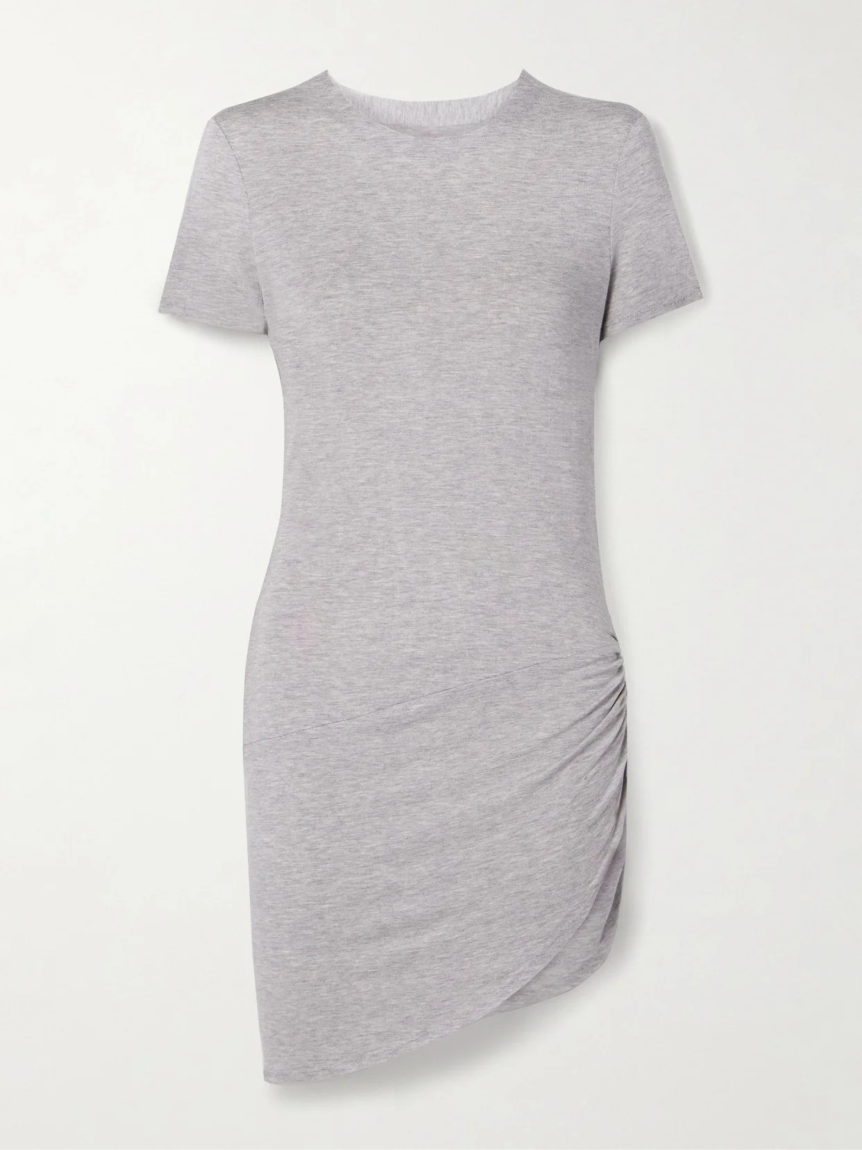 Asymmetric Ruched Stretch-jersey Mini T-shirt Dress - 1