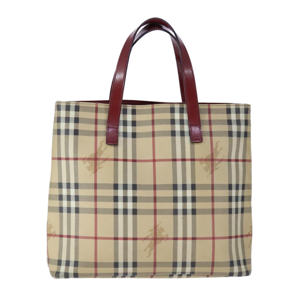 Burberry Nova Check Hand Bag Pvc Leather Beige - 2