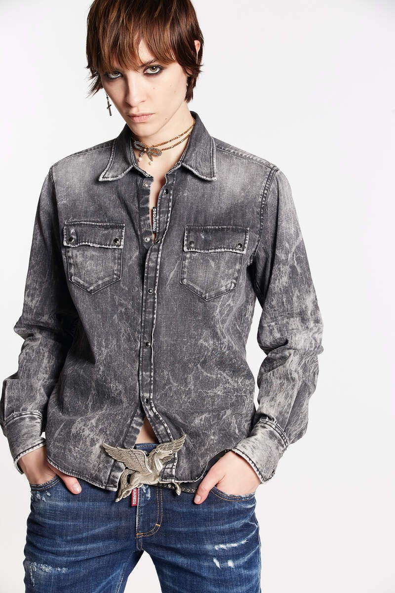 GREY COAL WASH 상자 매트리스 SHIRT 1