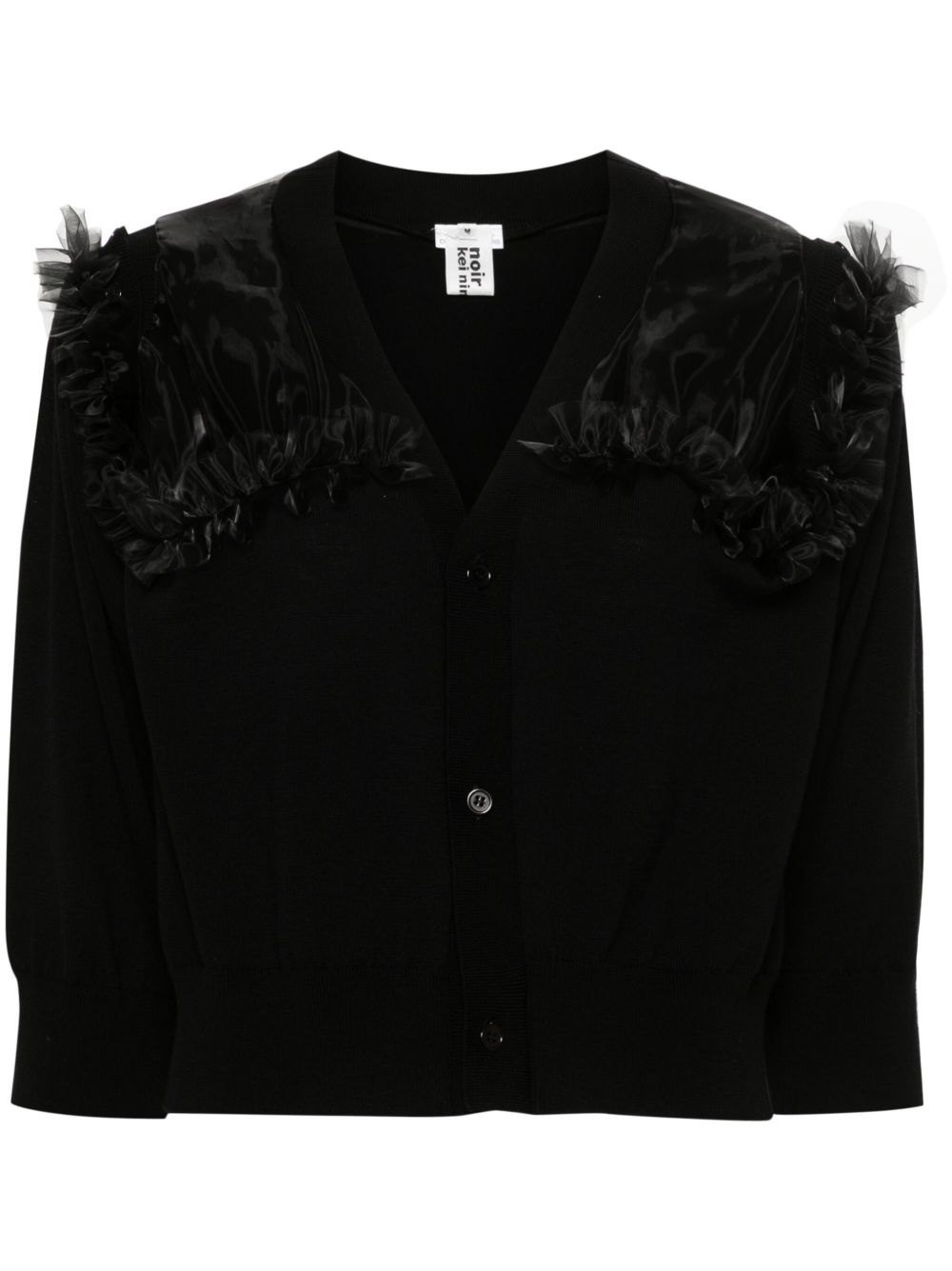 organza-detail knitted cardigan - 1