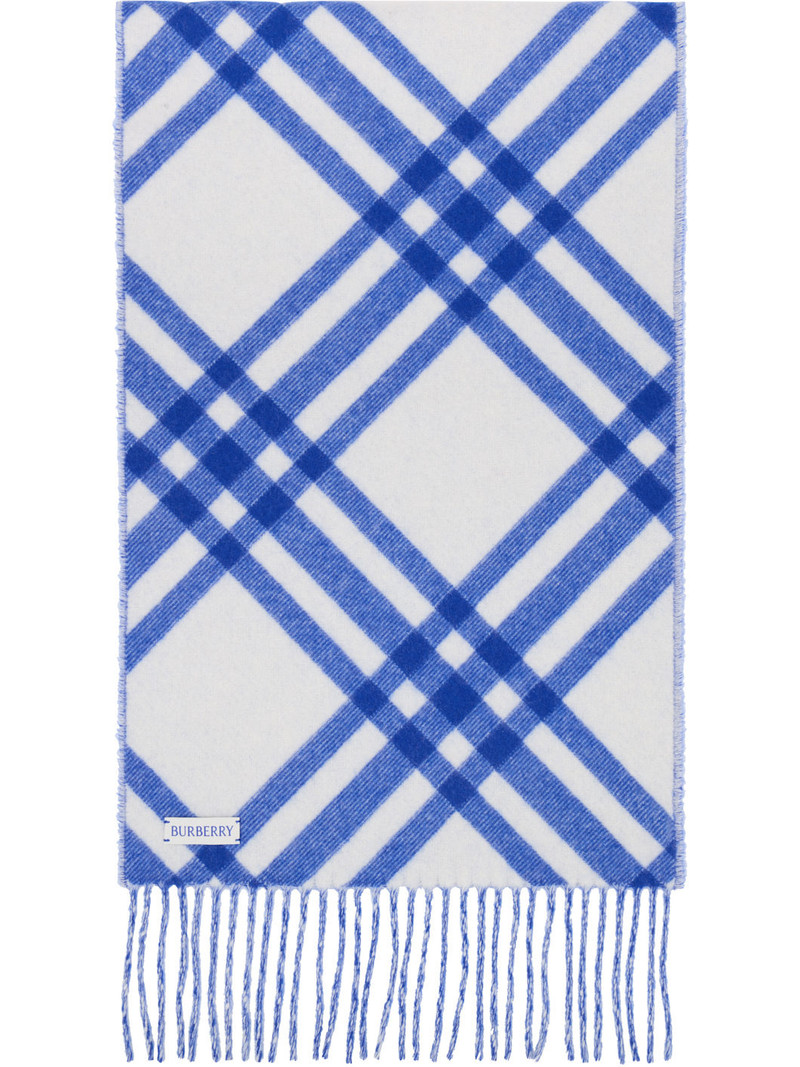 Burberry Blue & White Check Cashmere Scarf outlook