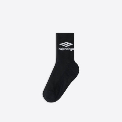 BALENCIAGA Men's 3b Sports Icon Tennis Socks in Black outlook