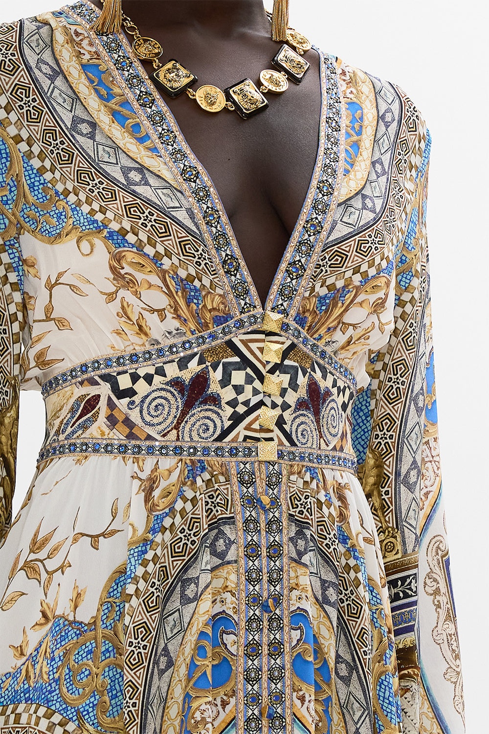 KIMONO SLEEVE DRESS WITH SHIRRING DETAIL - 6
