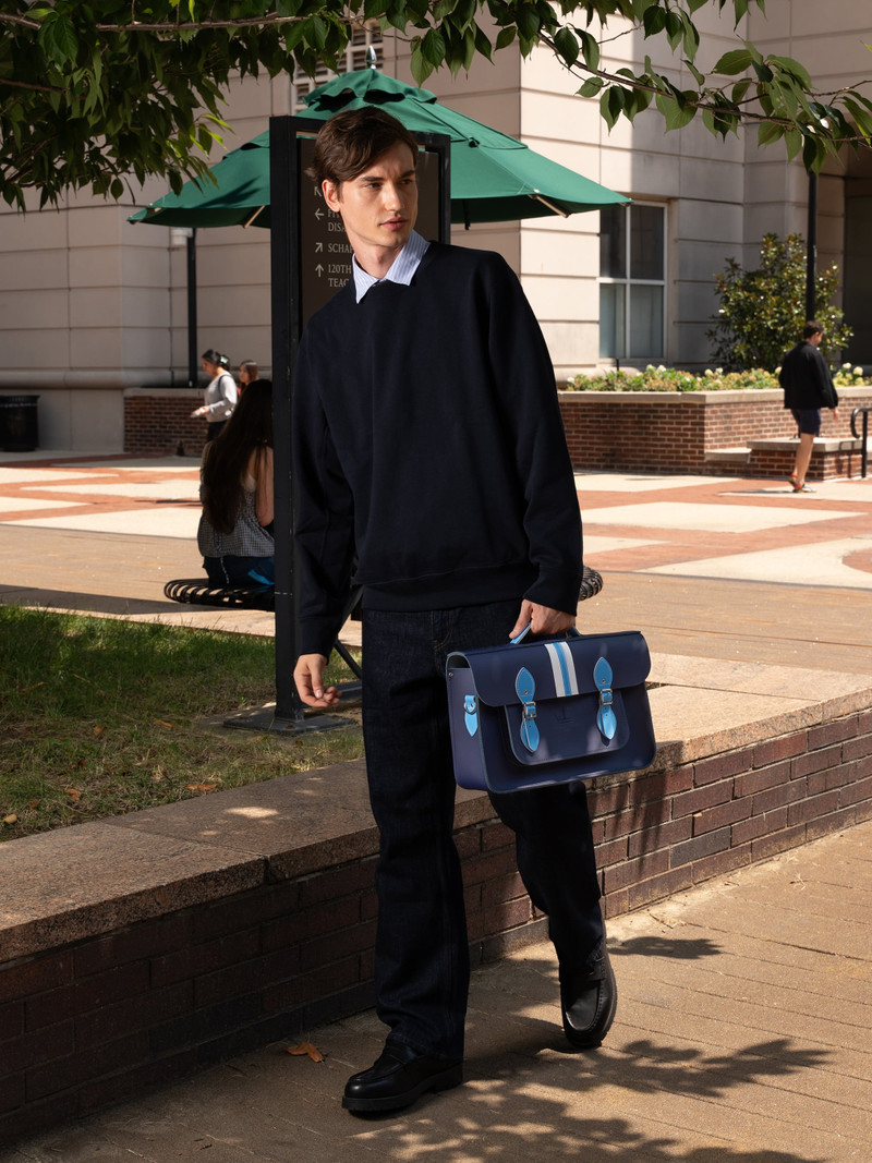 Cambridge Satchel The 15 Inch Batchel - Midnight with Columbia Stripe outlook