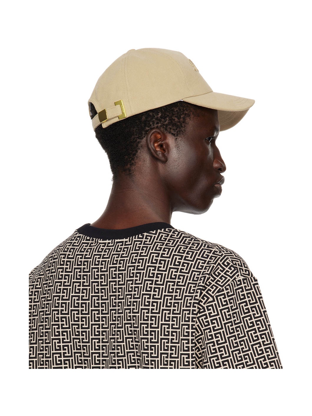 Beige Signature Embroidery Cap - 3