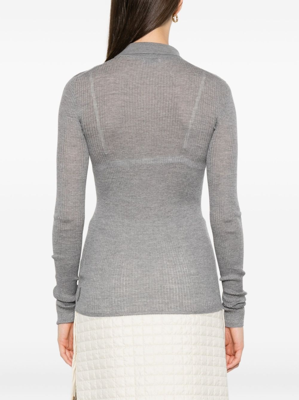 ribbed wool polo top - 4