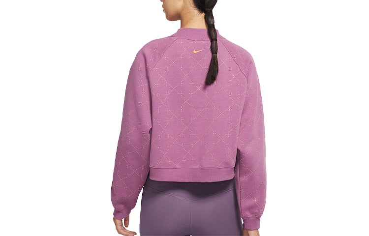 (WMNS) Nike Athleisure Casual Sports Fleece Lined Short Round Neck Pullover Purple Red Hoodie Violet - 2