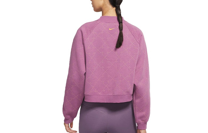 Nike (WMNS) Nike Athleisure Casual Sports Fleece Lined Short Round Neck Pullover Purple Red Hoodie Violet outlook