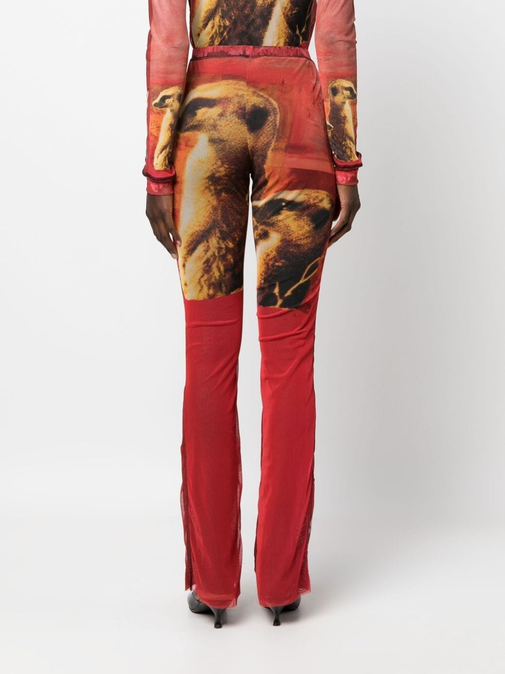 animal-print flared trousers - 4