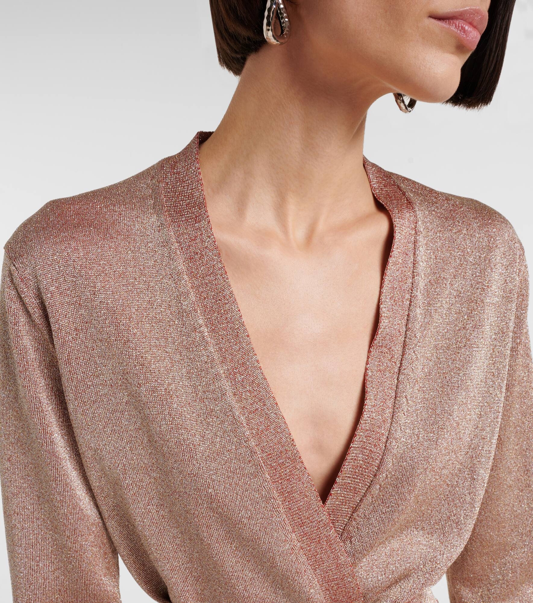 Belted lamé wrap cardigan - 4