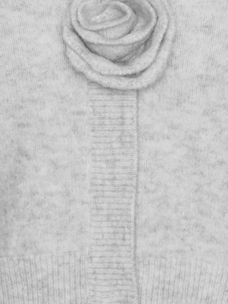puff-sleeve rose-embellished cardigan 5