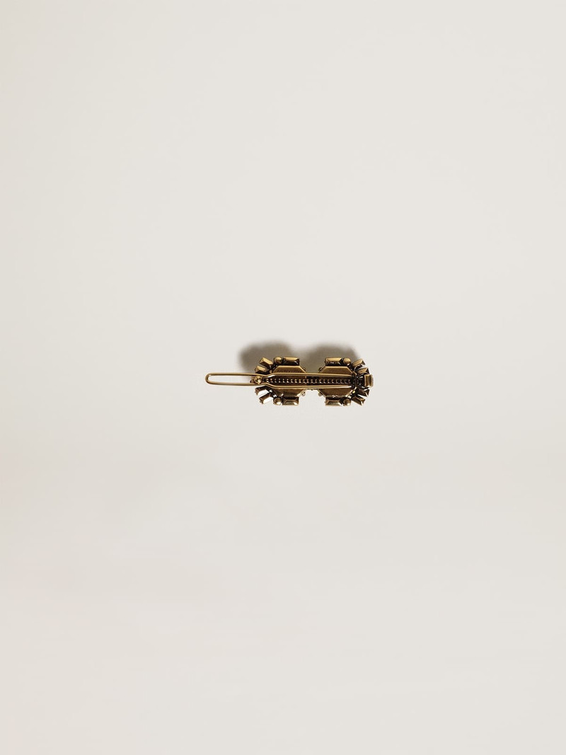 Golden Goose Lace lock with Déco clip in antique gold color with crystals outlook