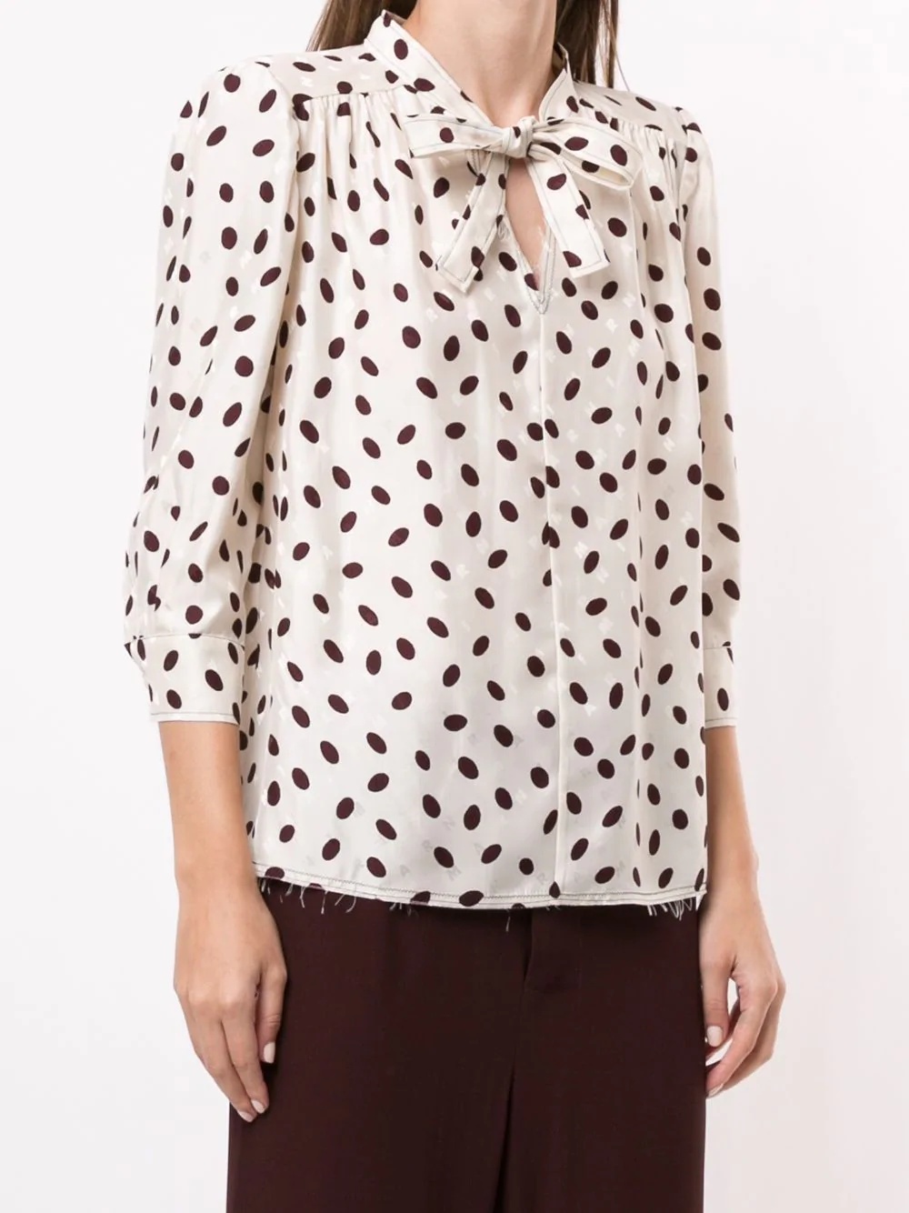 polka dot logo print blouse - 3