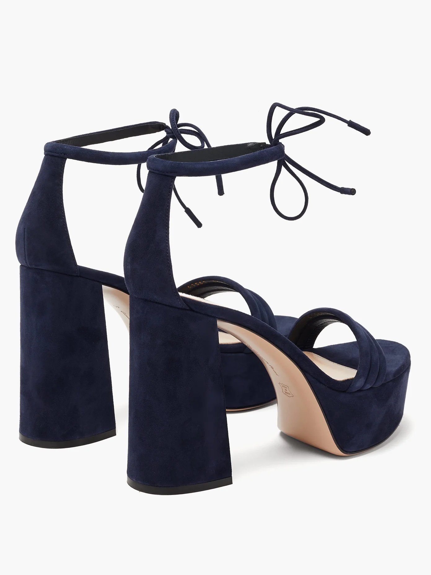 Ankle-tie suede platform sandals - 4