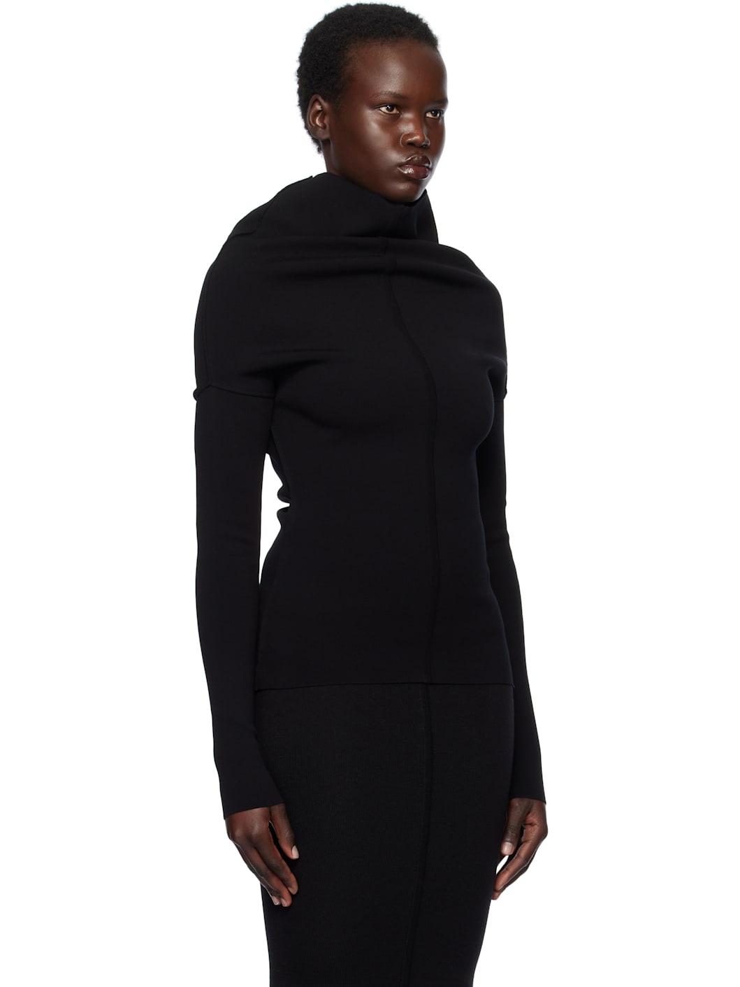 Black Hollywood Draped LS Turtleneck - 2