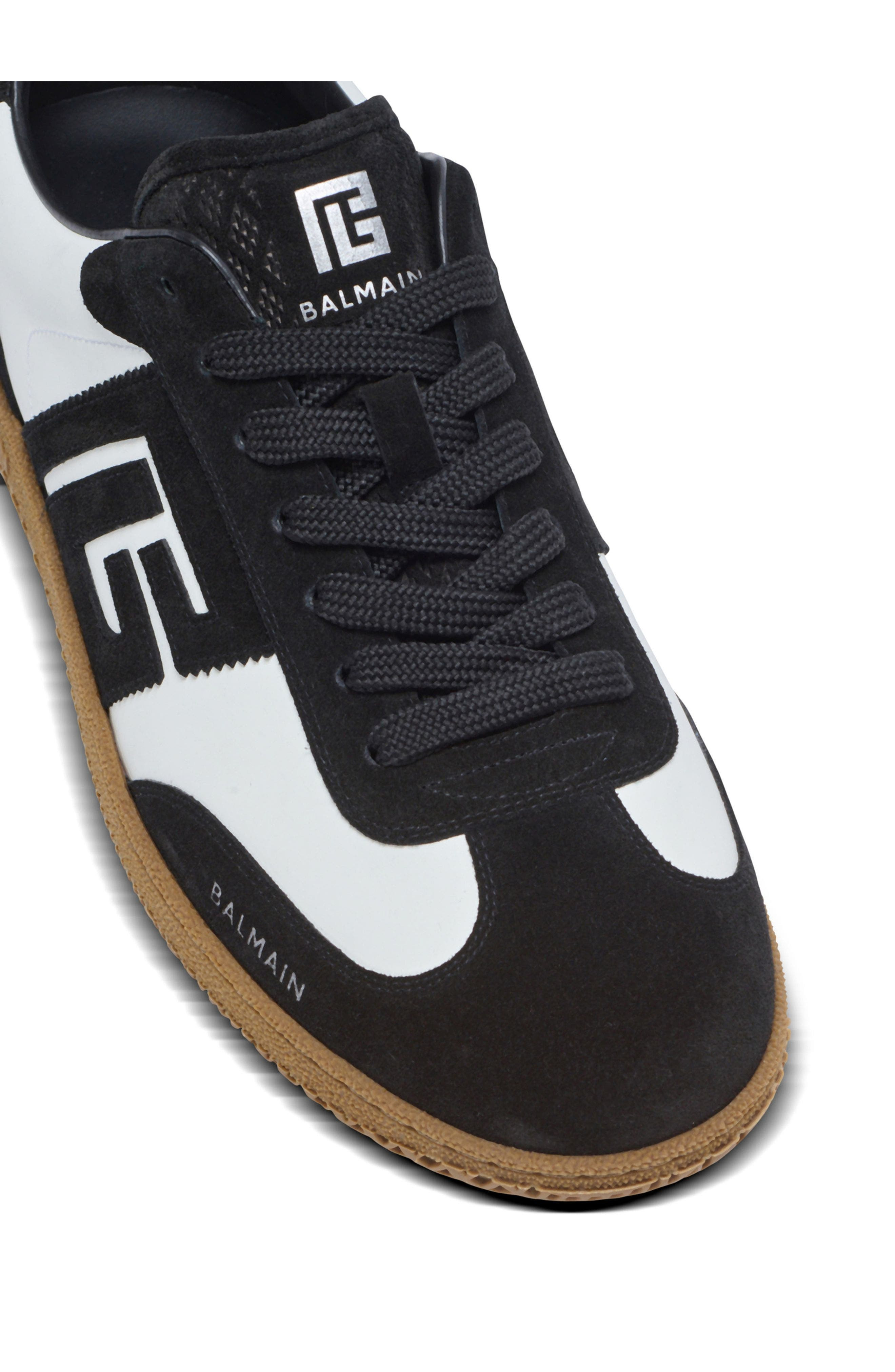 Balmain Swan trainers in calfskin and suede in Black at Nordstrom - 6