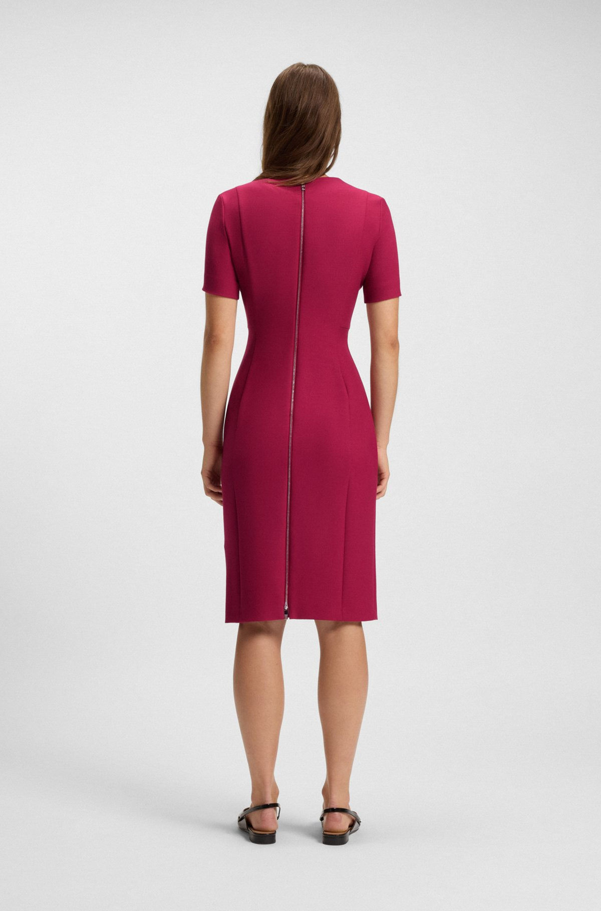 V-NECK DRESS IN STRETCH FABRIC - 4