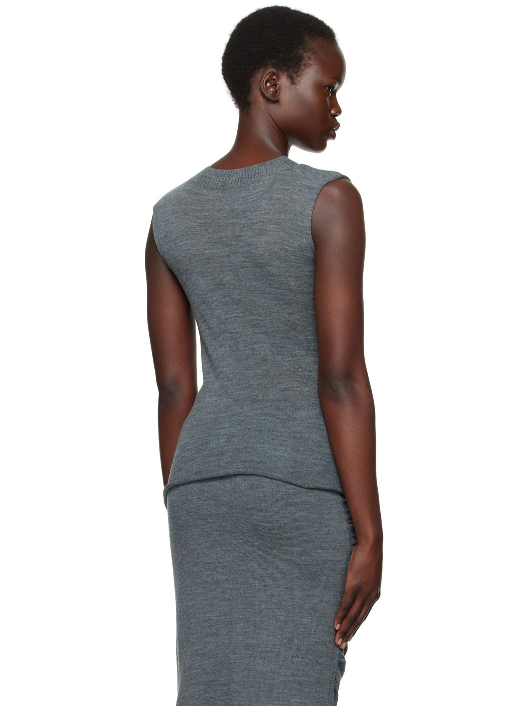 Gray Ambiguous Wool Top - 3