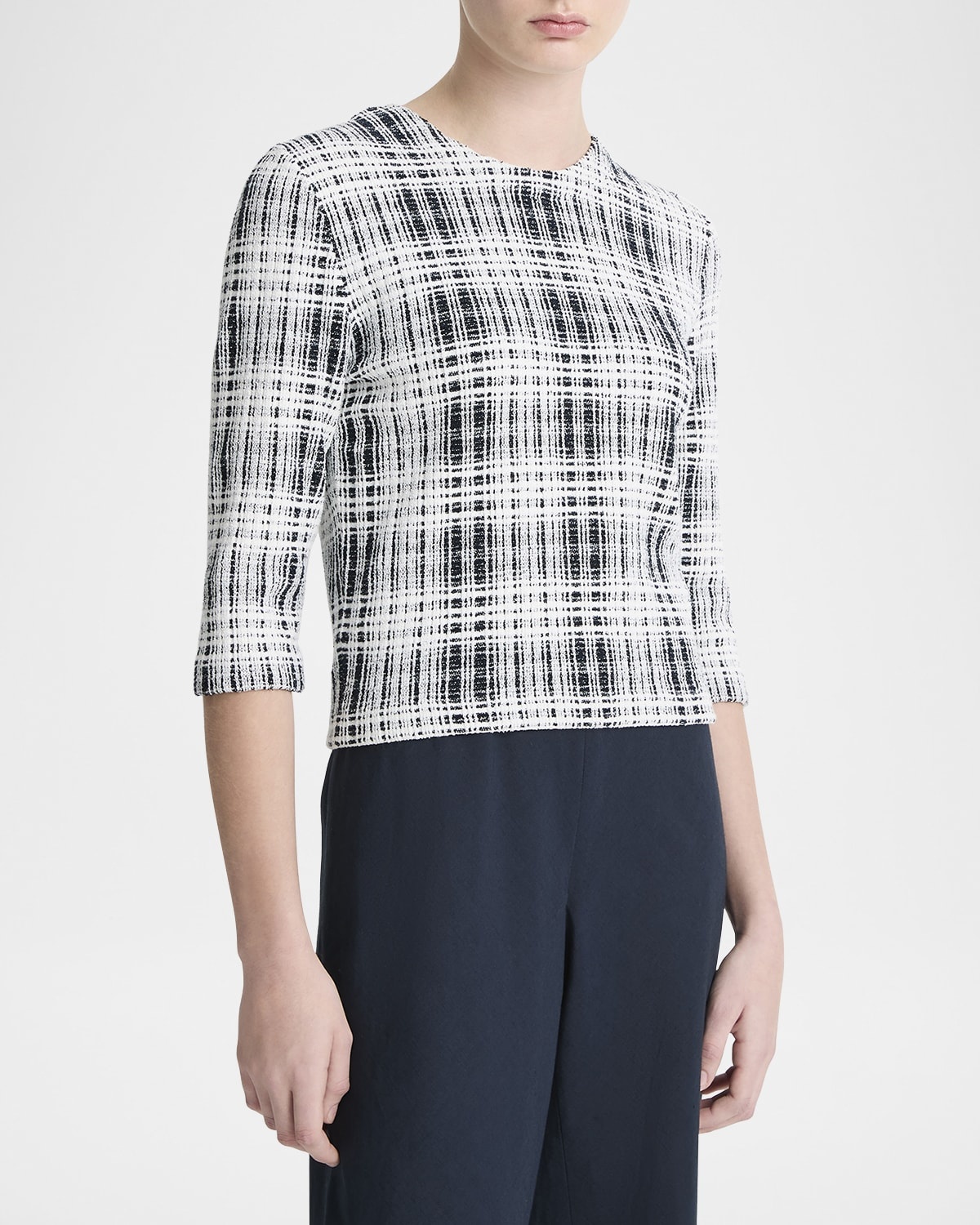 Plaid Elbow-Sleeve Top - 5