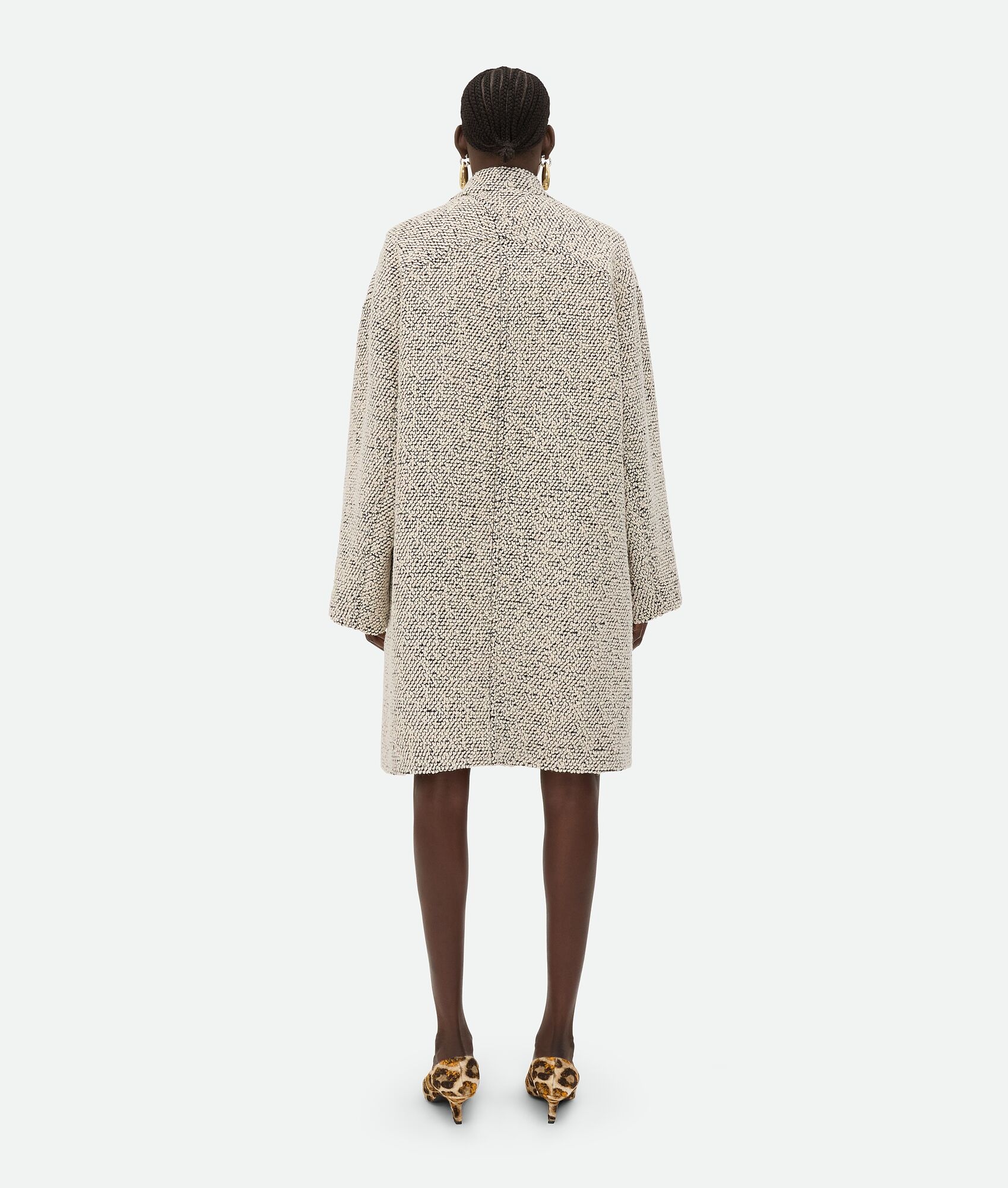 Bi-Color Wool Boucle Coat - 4