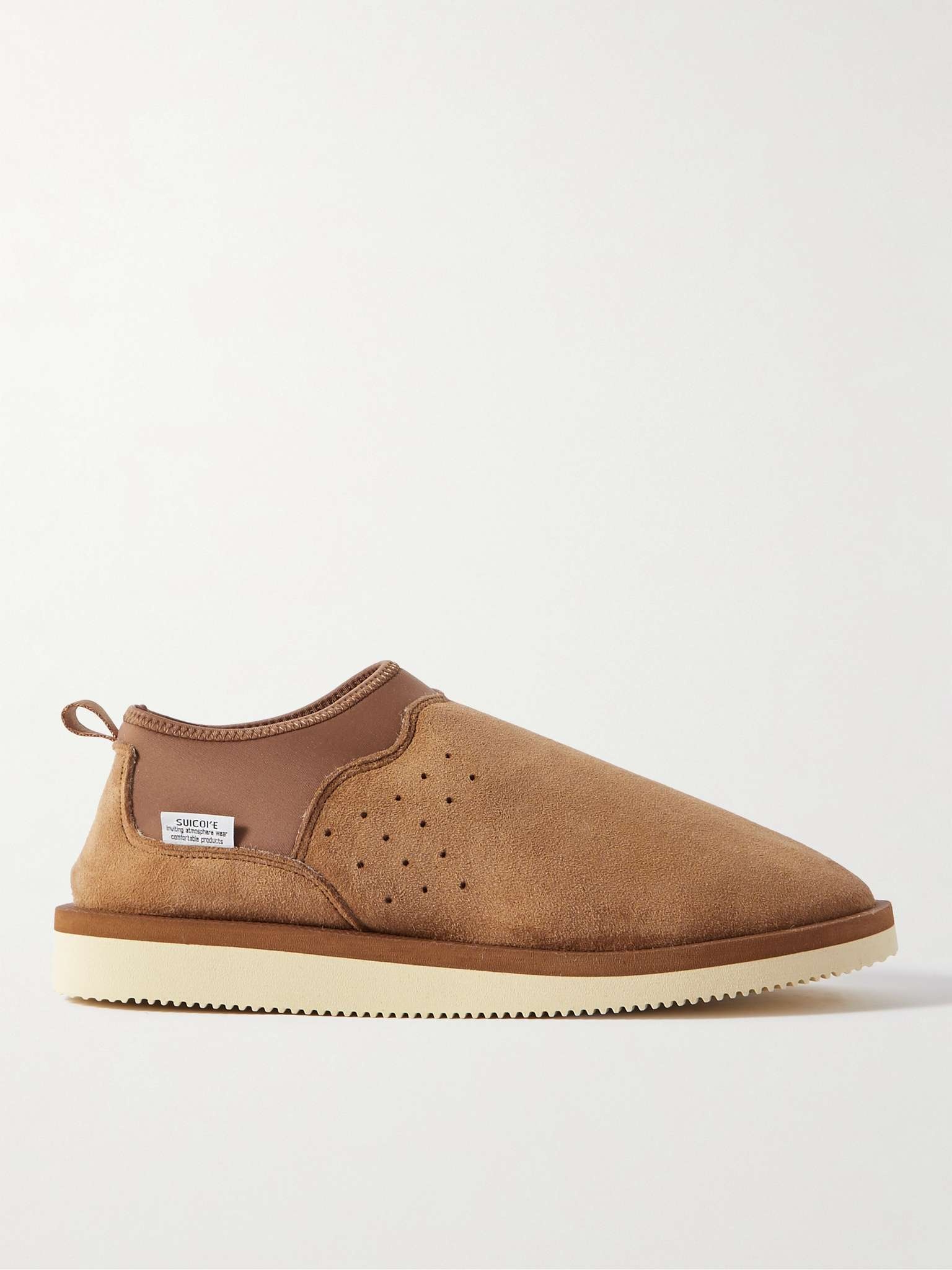 RON-M2ab-MID Shearling-Lined Suede and Jersey Slippers - 2