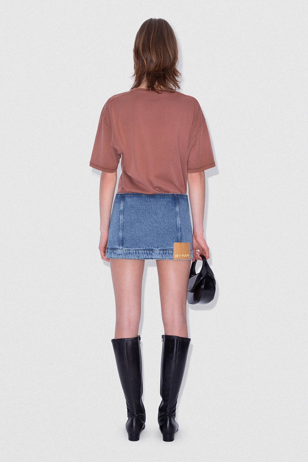 D DENIM MINI SKIRT STONE WASH DENIM - 5