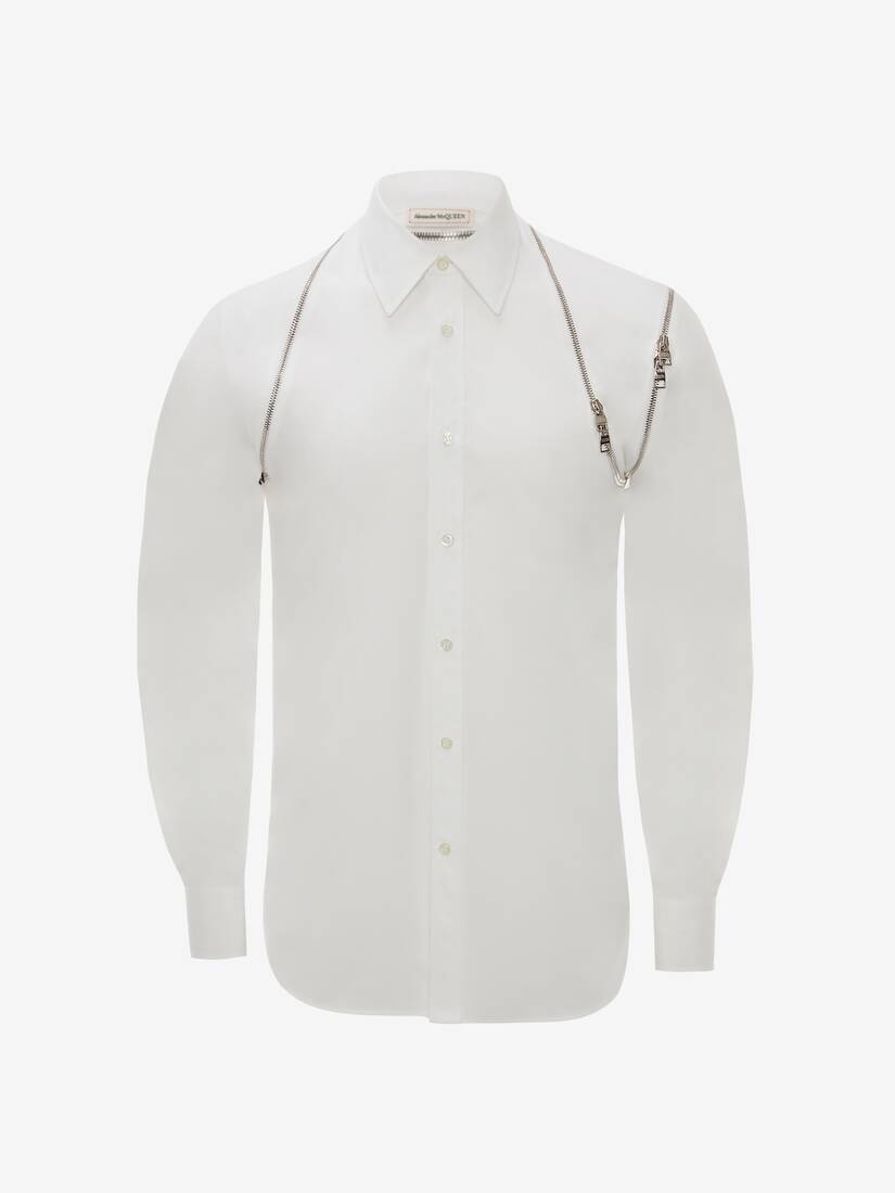 Zip Detail Harness Shirt in White - 1