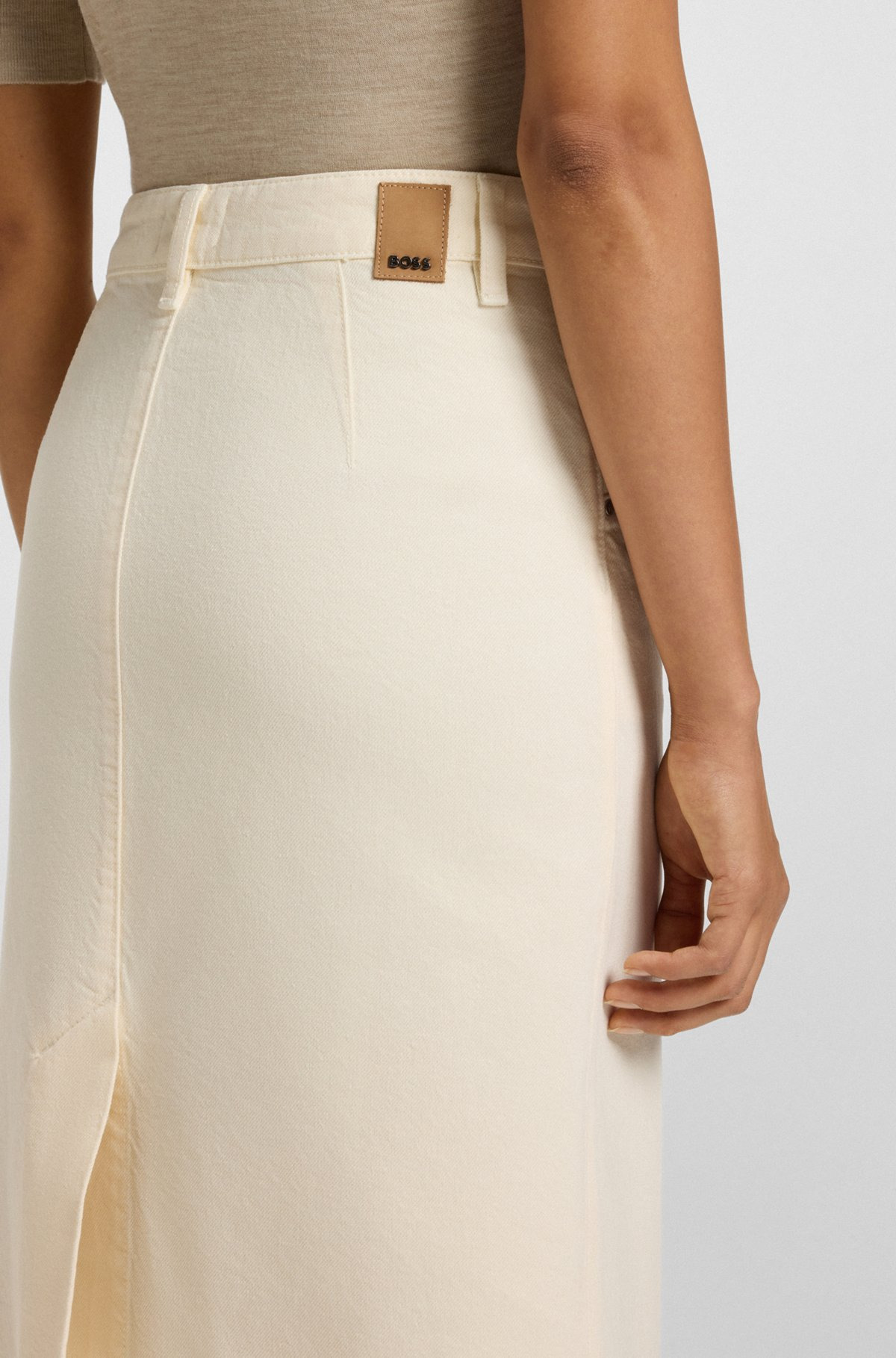 MIDI-LENGTH SKIRT IN OFF-WHITE RIGID DENIM - 5