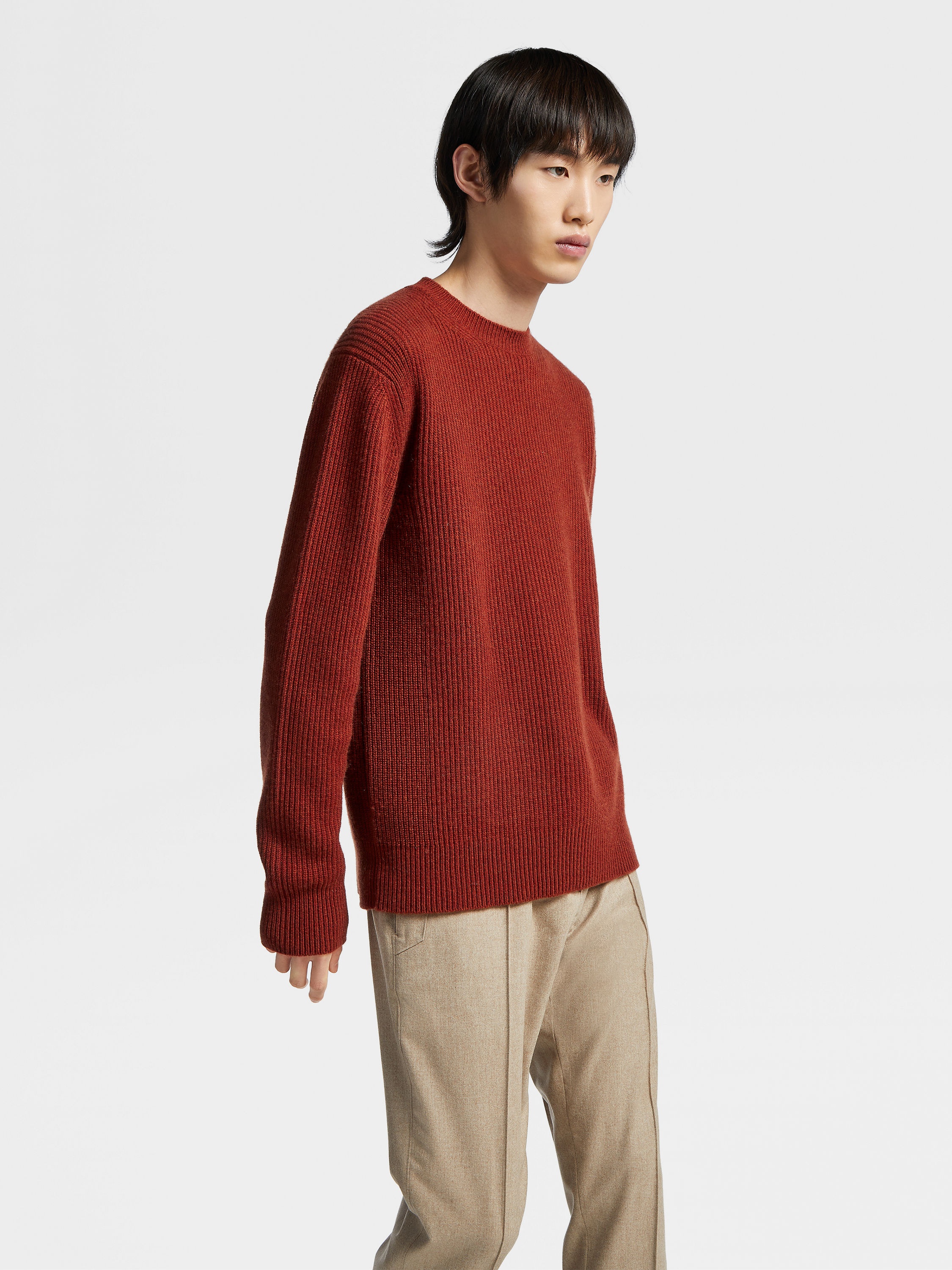 DARK RED MÉLANGE OASI CASHMERE CREWNECK - 5
