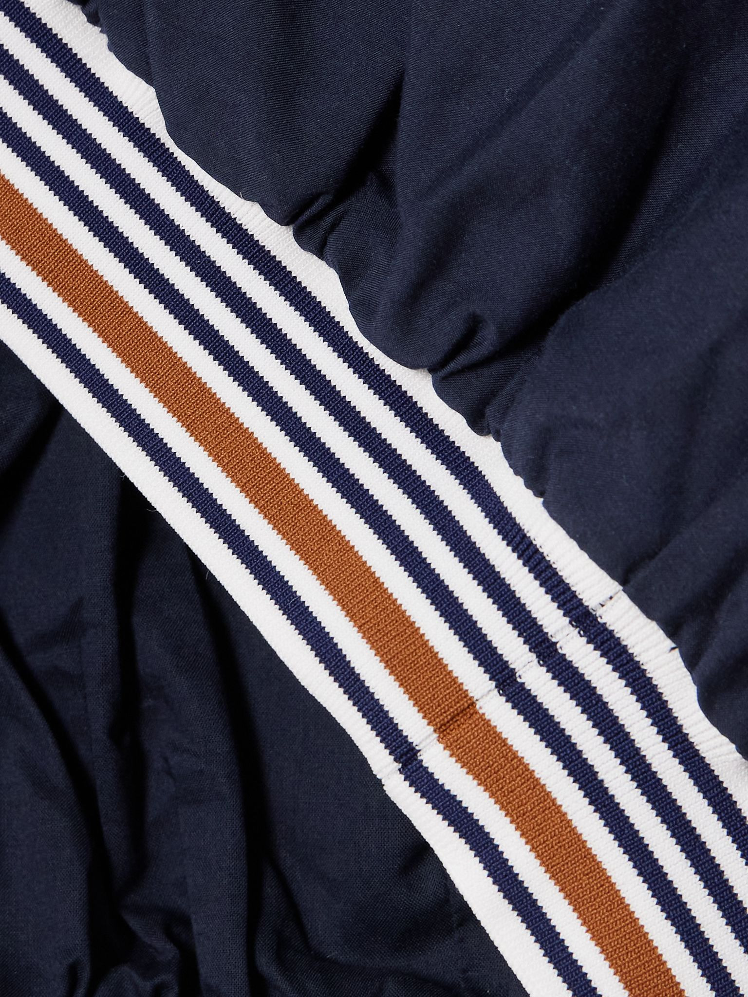 Gabriela cropped striped cotton and silk-blend blouse Navy - 4