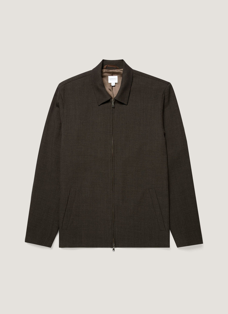 Light Textured Wool Harrington Jacket 1