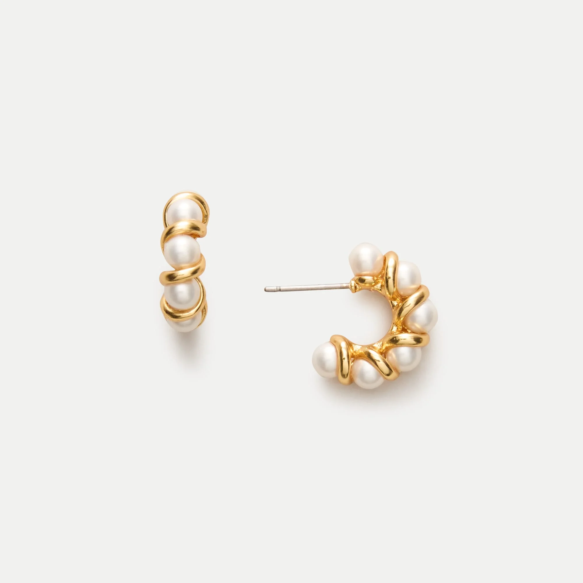 Twisted pearl hoops - 1