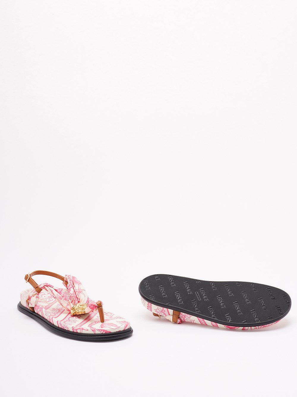 Versace Women Fabric And Calf Leather Sandals - 4
