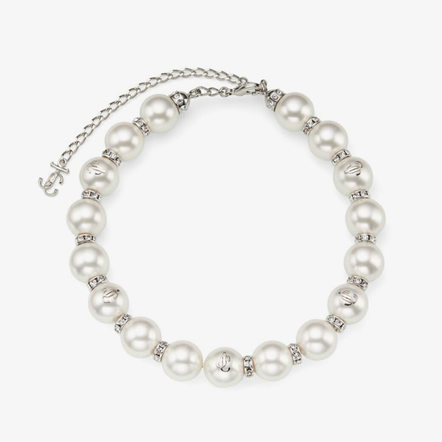 Pearl Crystal Choker
Silver-Finish Metal Choker with Pearls and Crystal - 1