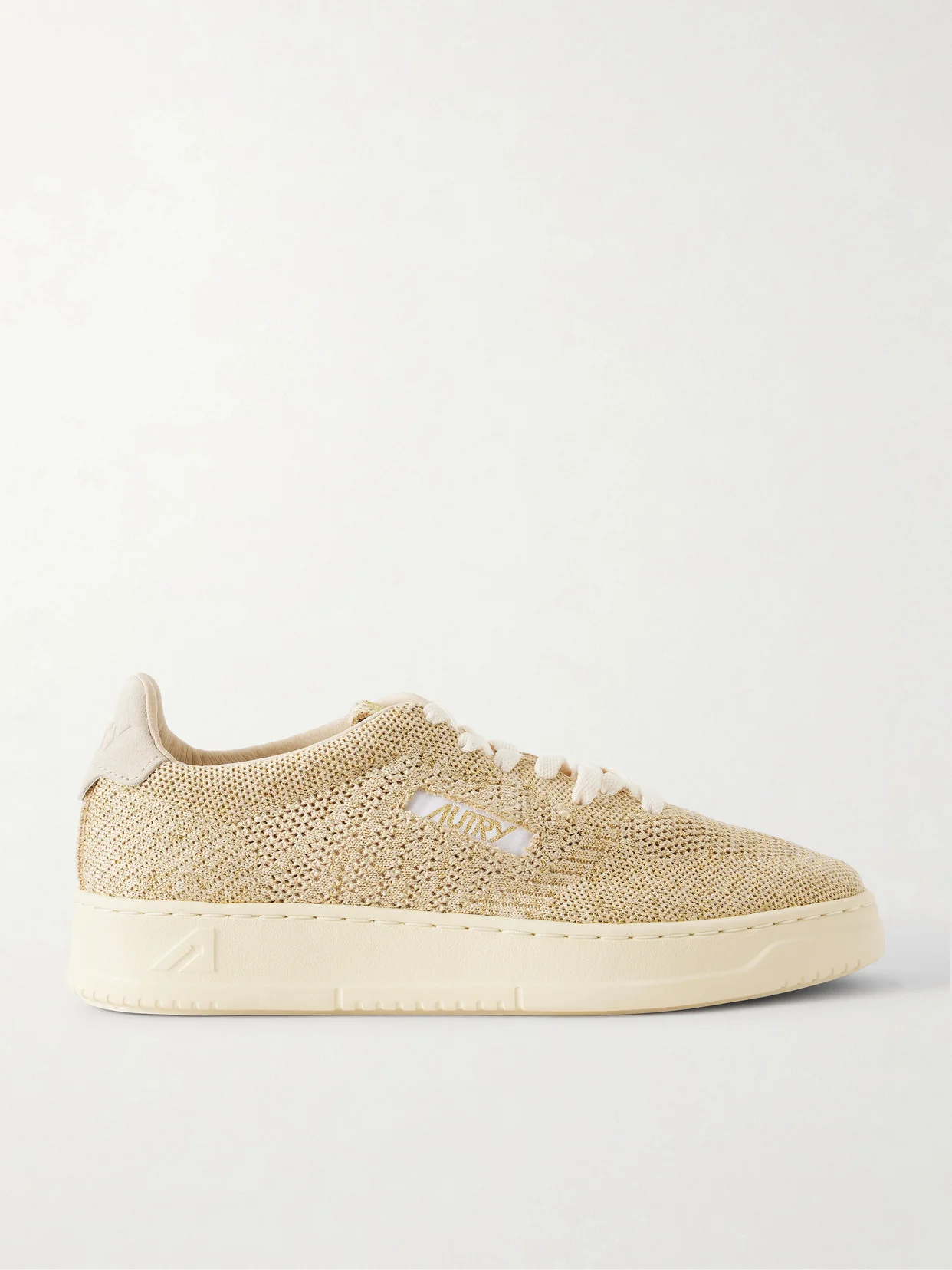 Easyknit Suede-trimmed Metallic Knitted Sneakers - 1