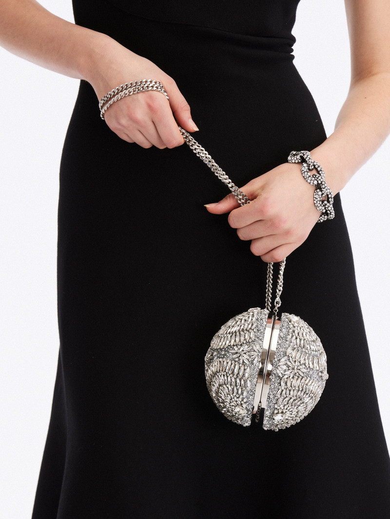Oscar de la Renta CRYSTAL EMBROIDERED BILLIARD BAG outlook