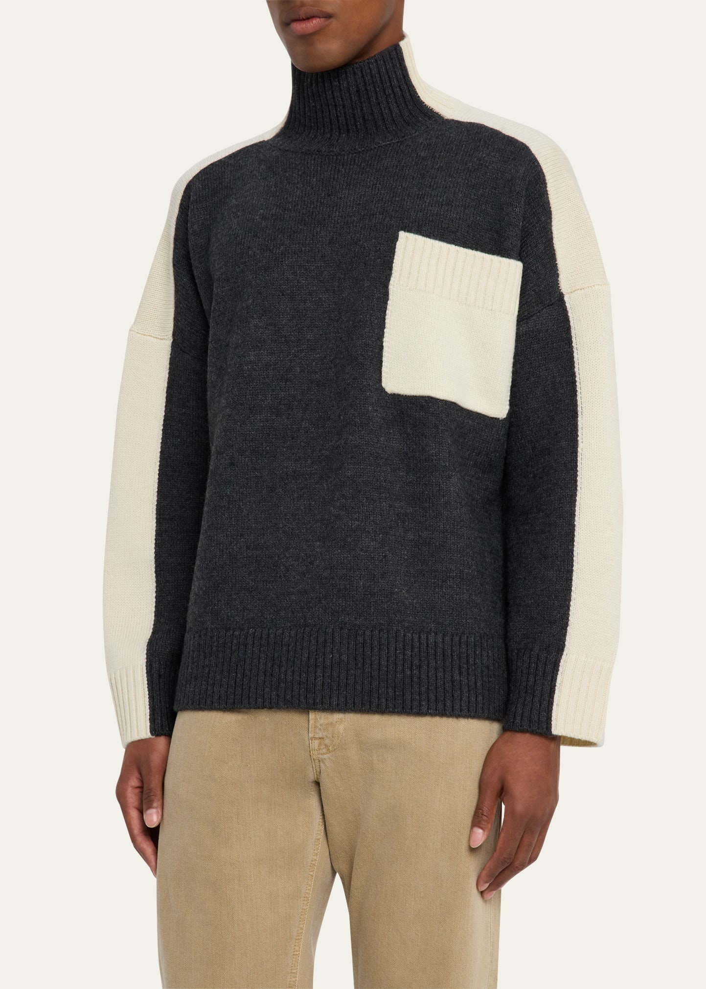Men's Bicolor Wool-Blend Turtleneck - 4