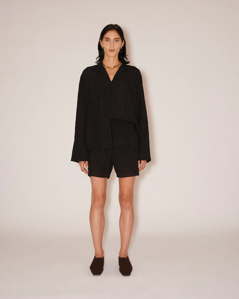Nanushka FUSA - Crinkled shirting shorts - Black outlook