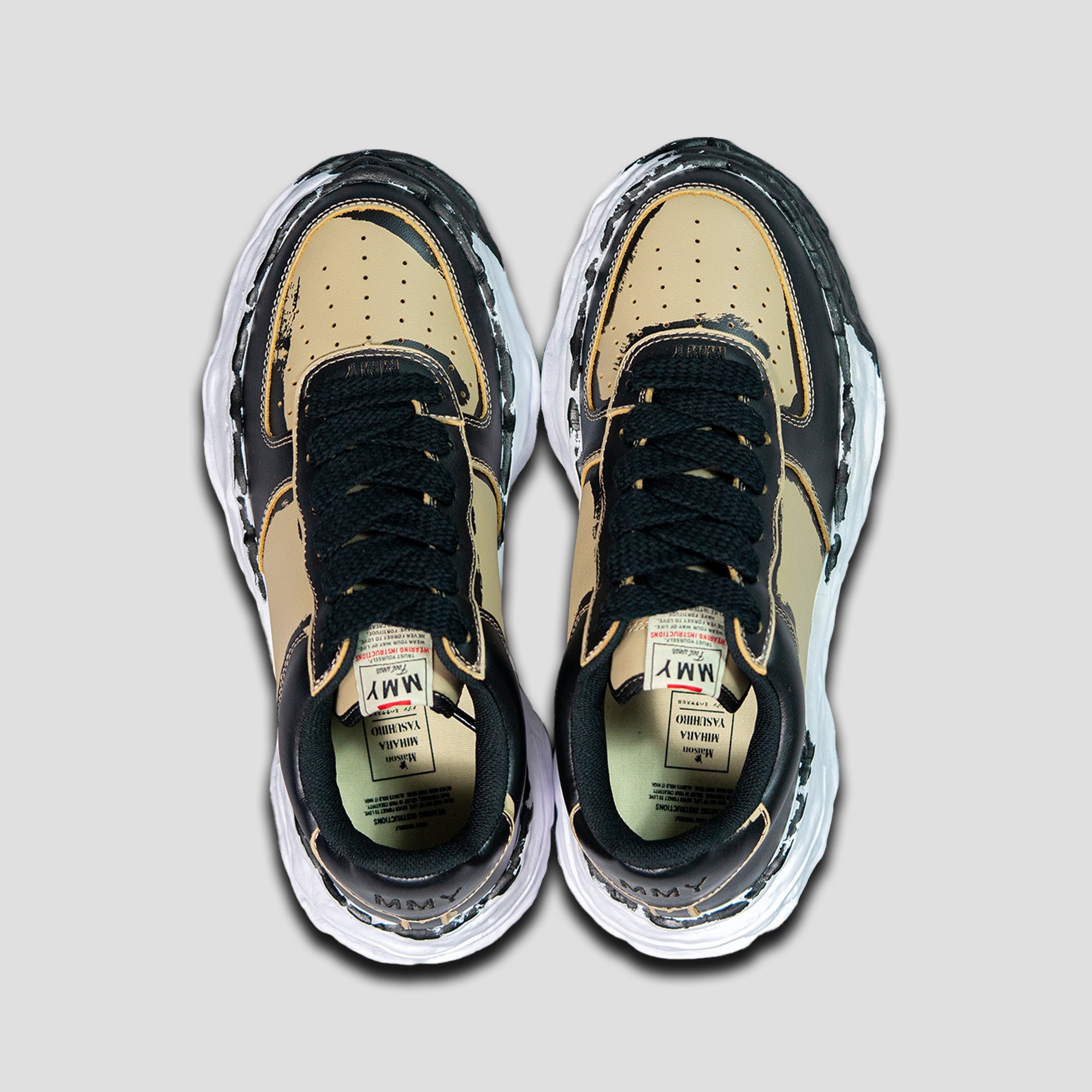 WAYNE OG SOLE LOW-TOP PAINTED LEATHER SNEAKERS - 3