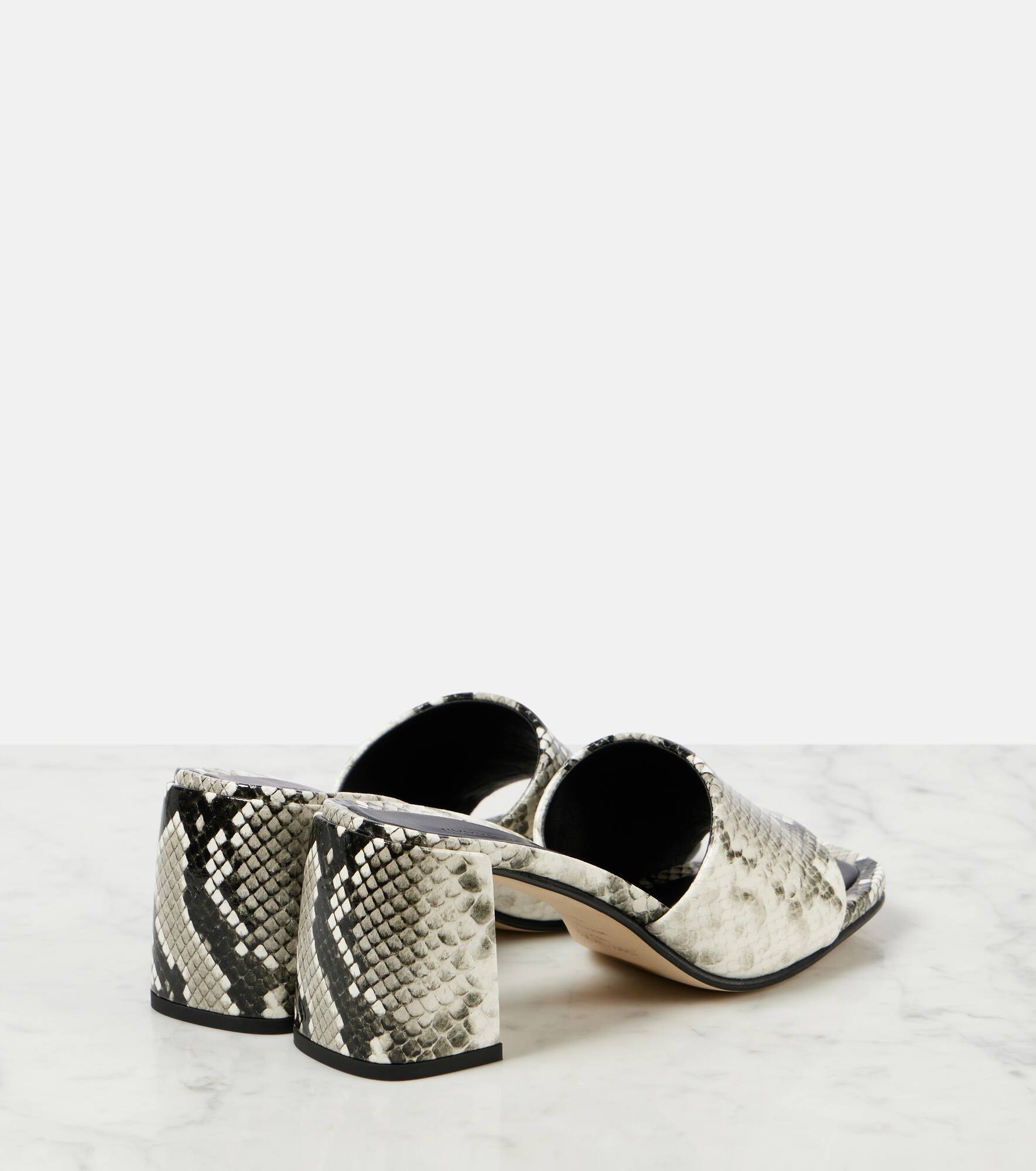 Lena 70 snake-effect leather mules - 3