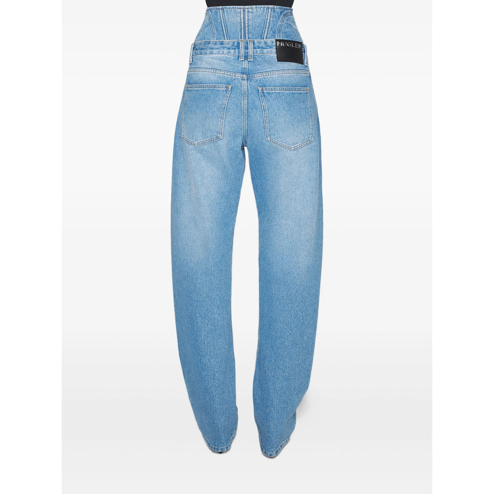 Mugler Blue Trousers - High-Waisted Trousers Women - 3
