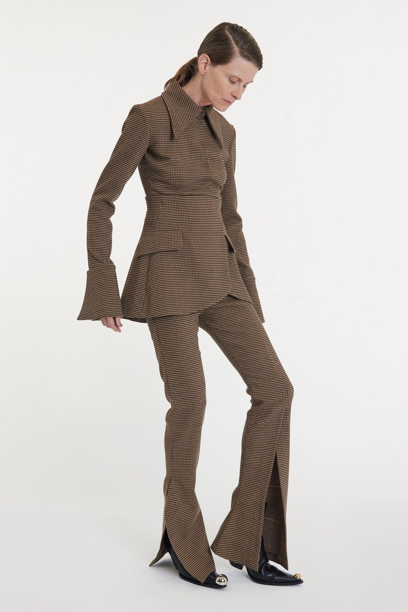 A.W.A.K.E. MODE FITTED TROUSERS WITH SIDE AND FRONTAL SLITS GINGHAM outlook