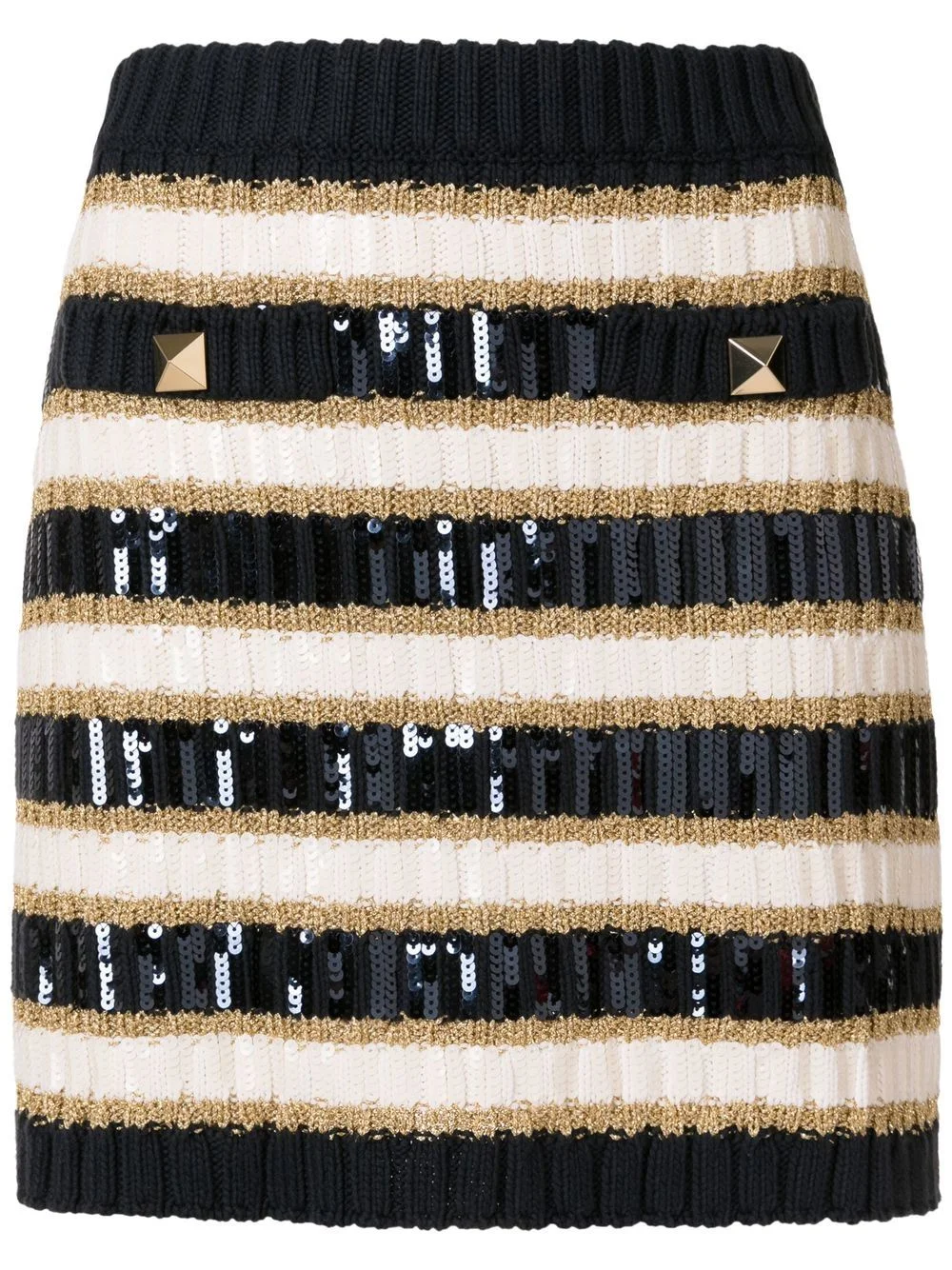 Rockstud-detail stripe-knit skirt - 1