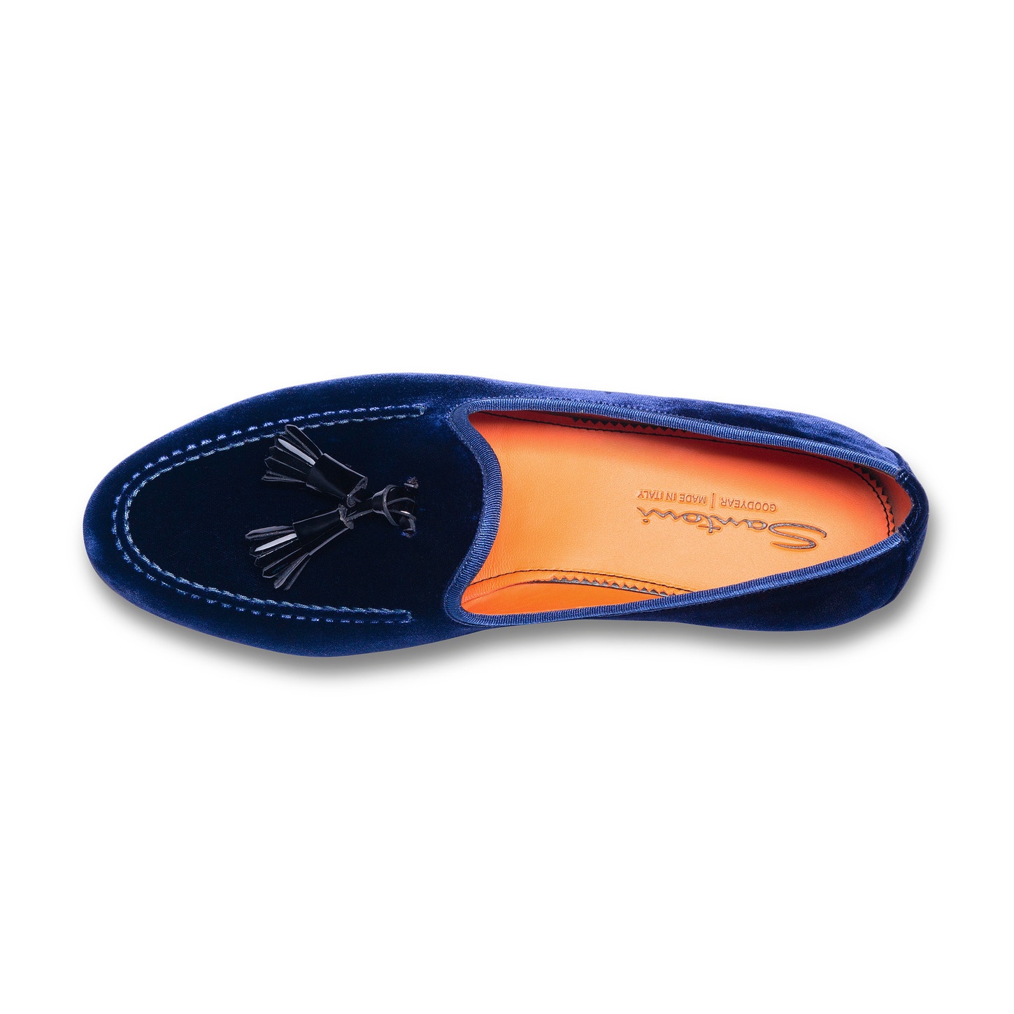 Men’s blue velvet Andrea tassel loafer - 4