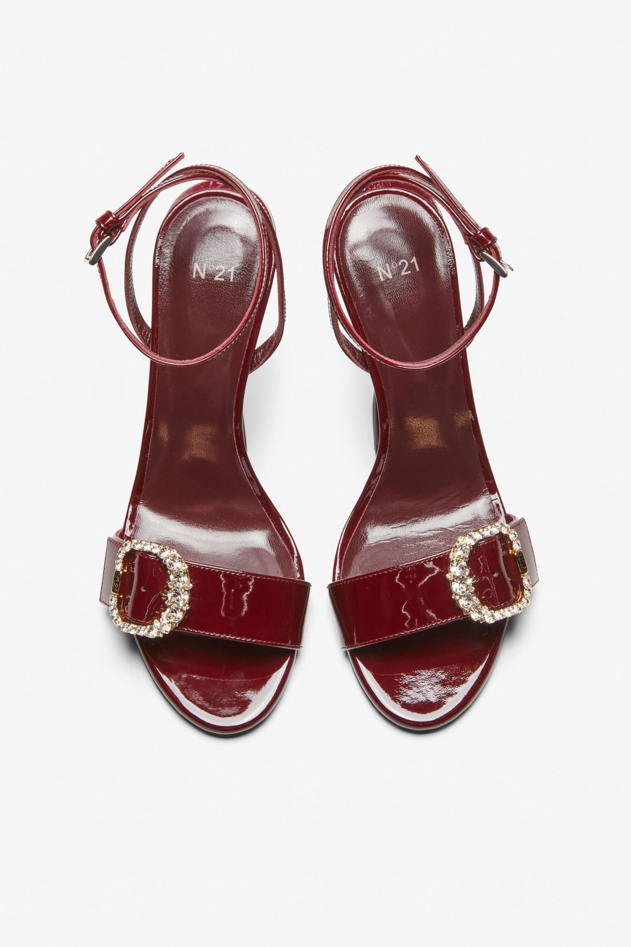 CRYSTAL-BUCKLE LEATHER SANDALS - 2