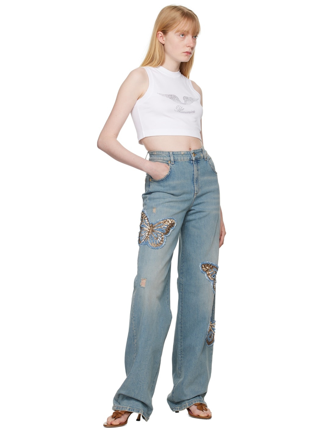 White Crystal-Cut Tank Top - 4