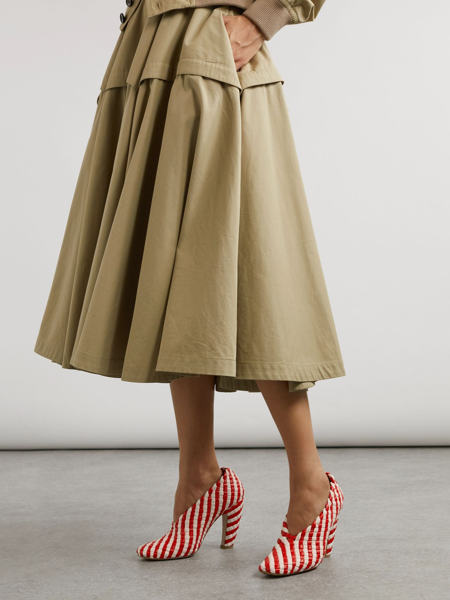 Canalazzo striped intrecciato leather pumps White - 2