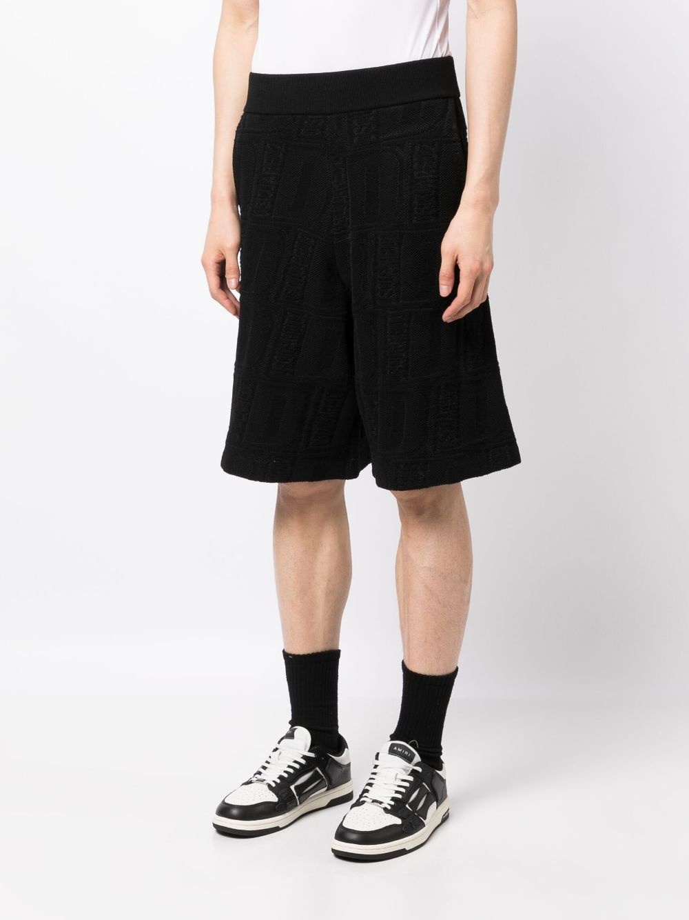 logo-print waffle-knit shorts - 3