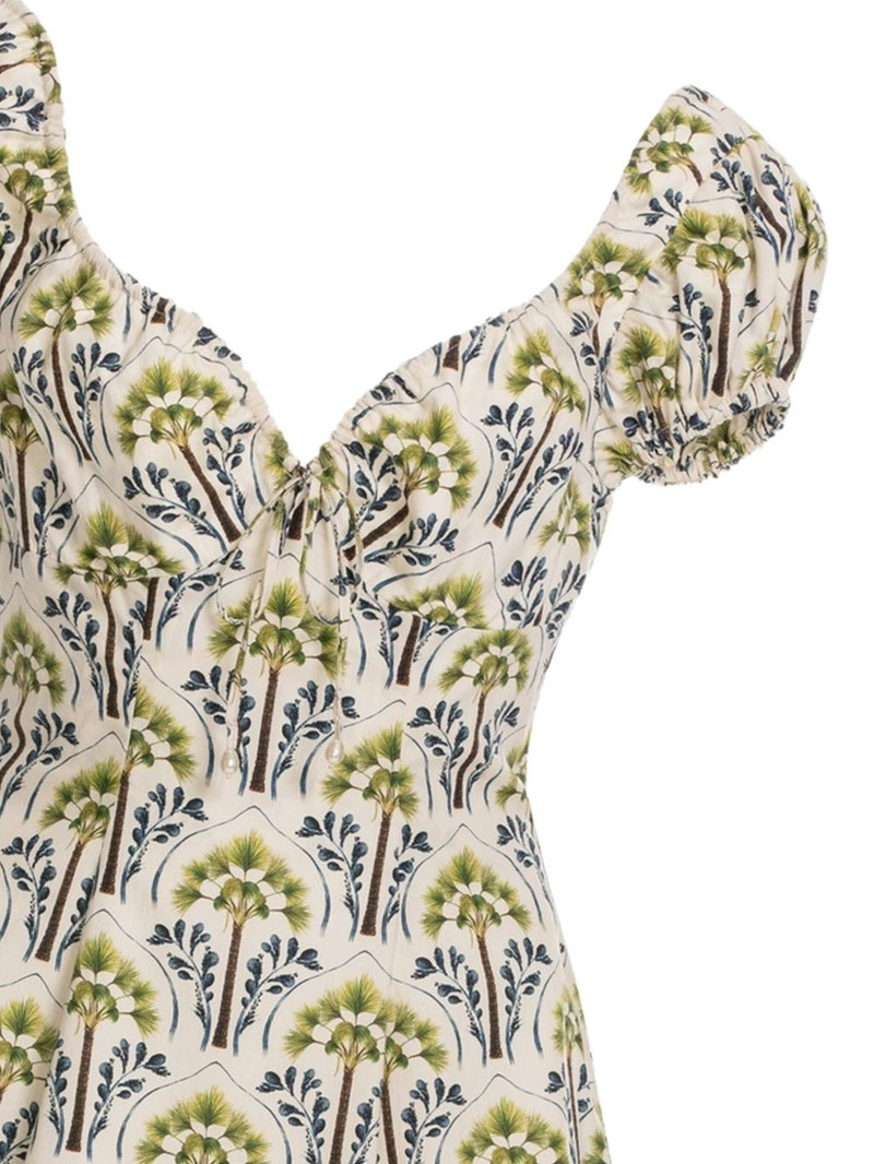 Agua by Agua Bendita Mati Moriche puff-sleeve palm-tree print dress outlook